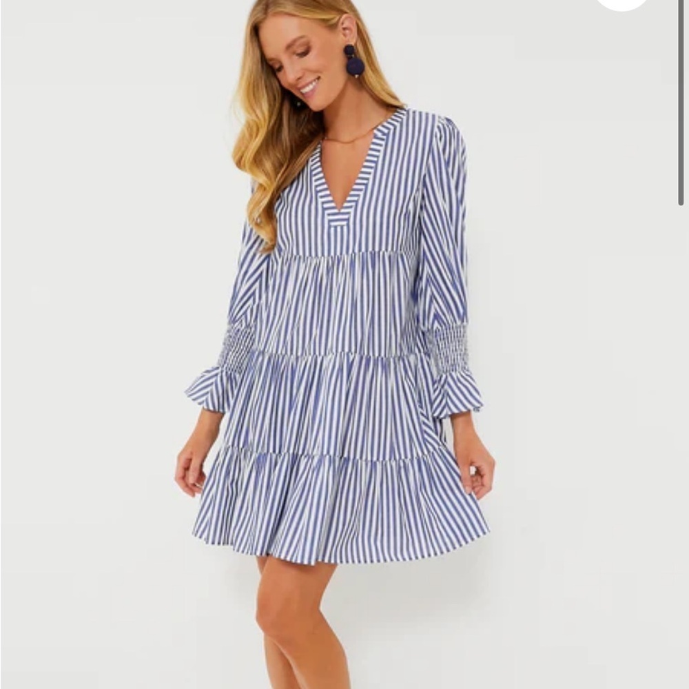 Tuckernuck POMANDER PLACE Blue and White Stripe Cotton Poplin Kenzo Dress XL NEW